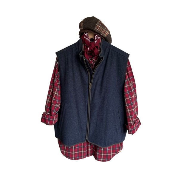 L.L. Bean Wool Sherpa Lined Outerwear Vest Navy Size XL - Picture 13 of 16